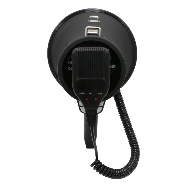 Speco ER390UMB 20 Watt Deluxe Megaphone with Siren, USB Recording & External Mic- Matte Black