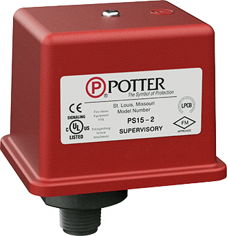 Potter PS15-2 - Low/High Supervisory Pressure Switch for Low Differential Dry and Preaction Valves - Nominal System Pressure 15 psi