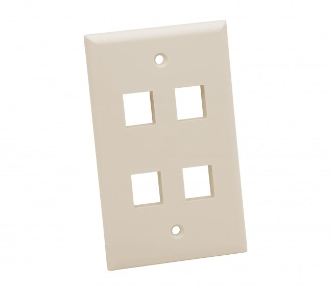 Platinum Tools 604WH-25 Standard Wall Plate, 4 Port, White