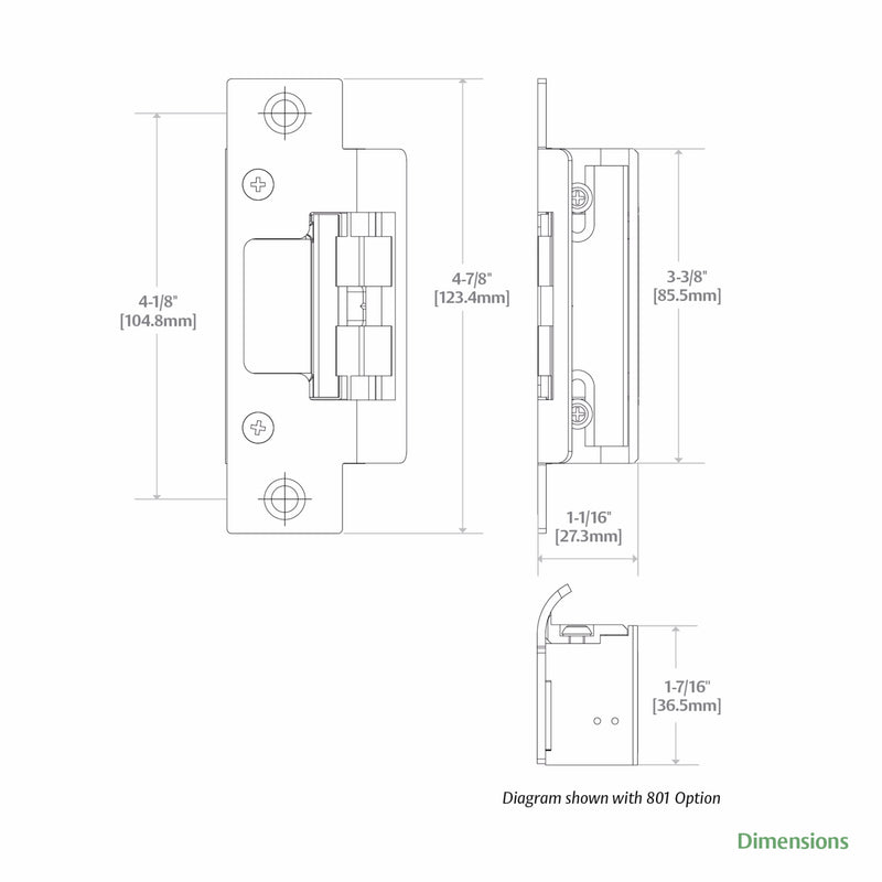 HES 8000C-630 8000 Series Electric Strike, Includes 801 and 801A Faceplates, Satin Stainless Steel