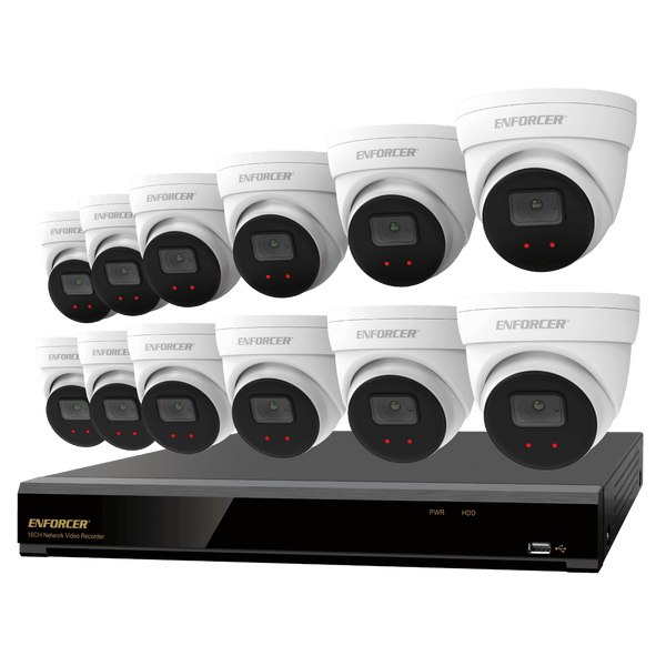 Seco-Larm DRN-K116-12 NVR and Camera Kit — 4K 16-Channel NVR + 12 IP 5MP Cameras + 4TB HDD