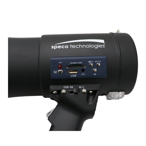 Speco ER390UMB 20 Watt Deluxe Megaphone with Siren, USB Recording & External Mic- Matte Black