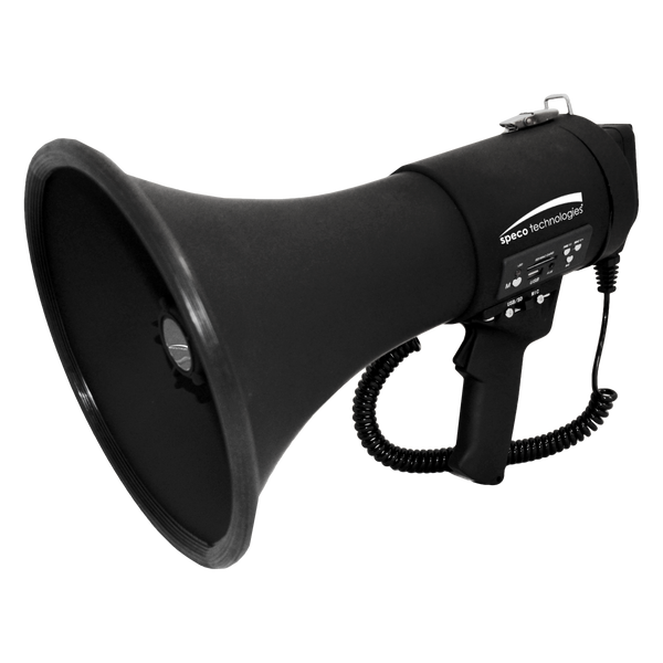 Speco ER390UMB 20 Watt Deluxe Megaphone with Siren, USB Recording & External Mic- Matte Black