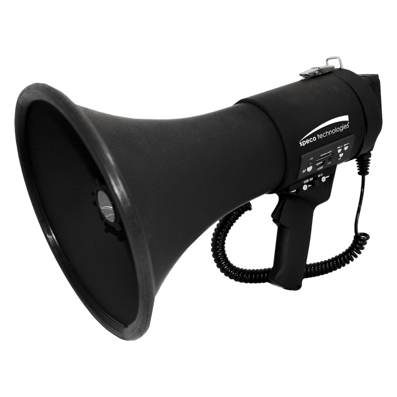 Speco ER390UMB 20 Watt Deluxe Megaphone with Siren, USB Recording & External Mic- Matte Black