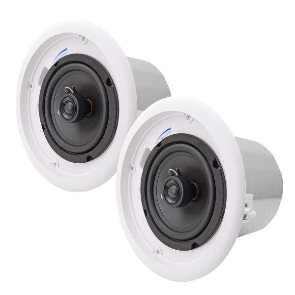 Speco SP6NXCTUL 6.5″ UL Listed Metal Back can Speakers w/ 70V Transformer, Bracket Included, Pair