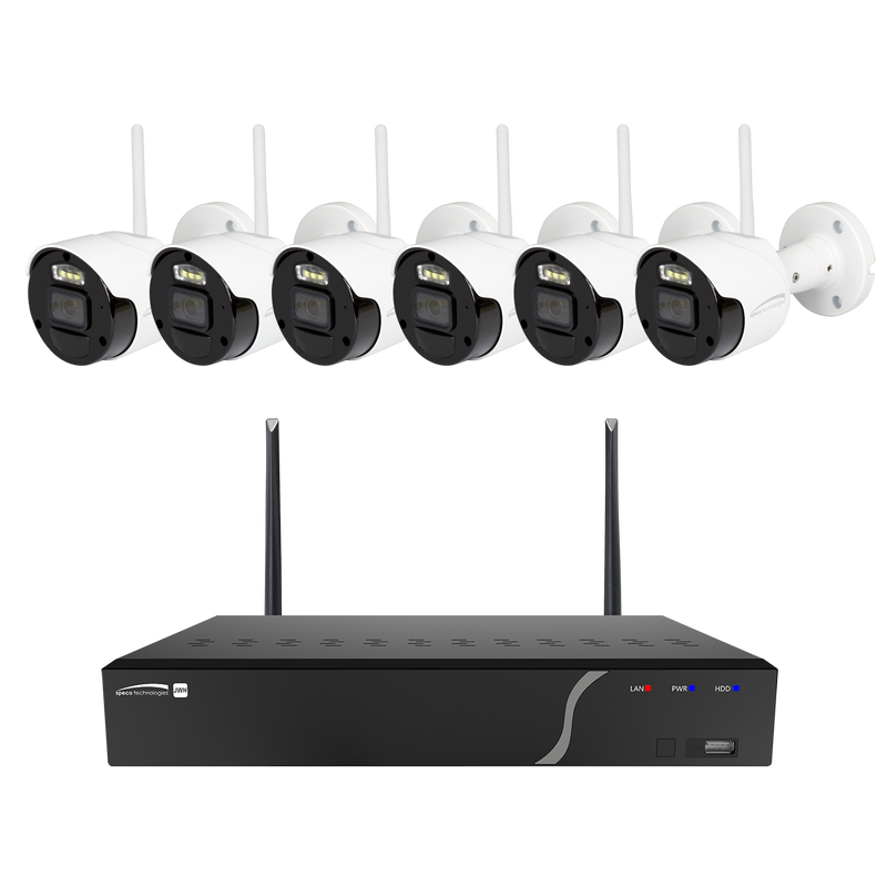 Speco ZIPK8WN2 8 Channel Wireless NVR Kit with Six 2MP Wireless IP Cameras, 2TB