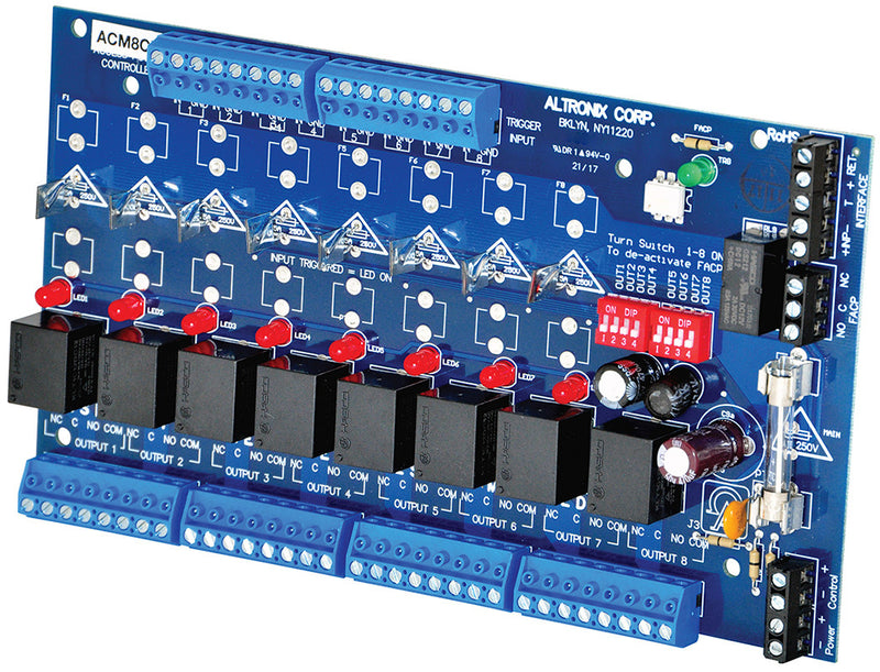 Altronix ACM8CB Access Power Controller, 8 PTC Class 2 Relay Outputs, FAI, Board