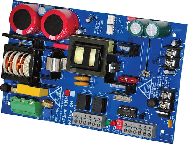 Altronix EFLOW6NB Power Supply Charger, Single Output, 12/24VDC @ 6A, Aux Output, FAI, LinQ2 Ready, 115VAC, Board