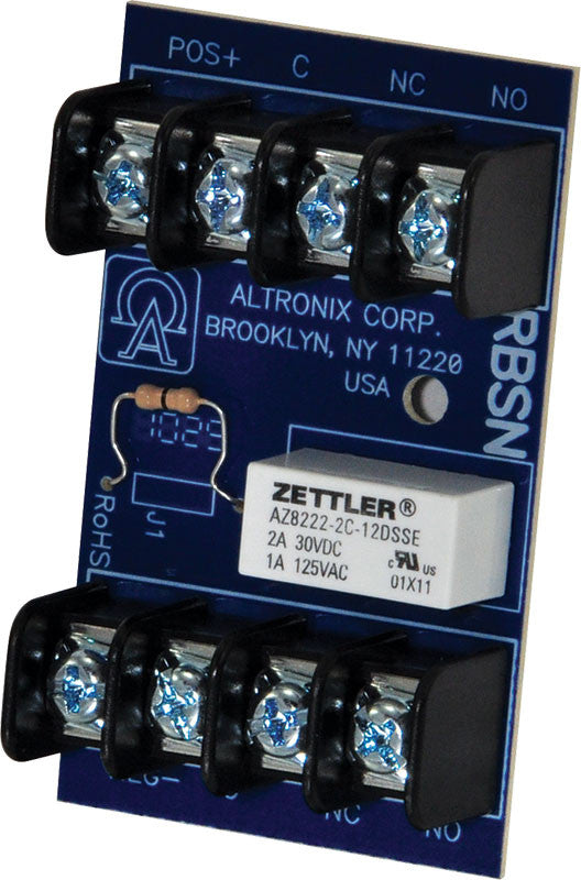 Altronix RBSN Relay Module, 12/24VDC, DPDT Contacts @ 1A - 120VAC or 2A - 28VDC