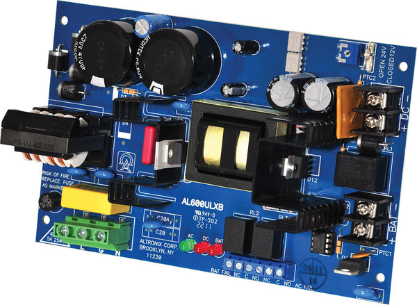 Altronix AL600ULXB Power Supply Charger, Single Class 2 Output, 12/24VDC @ 6A, 115VAC, Board