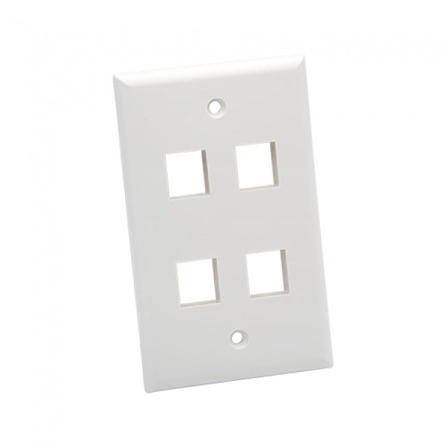 Platinum Tools 604WH-25 Standard Wall Plate, 4 Port, White