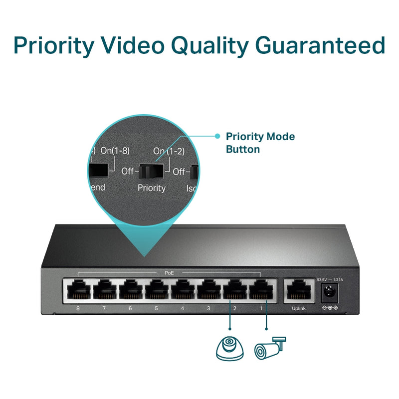 TP-Link TL-SF1009P 9-Port 10/100Mbps Desktop Switch with 8-Port PoE+