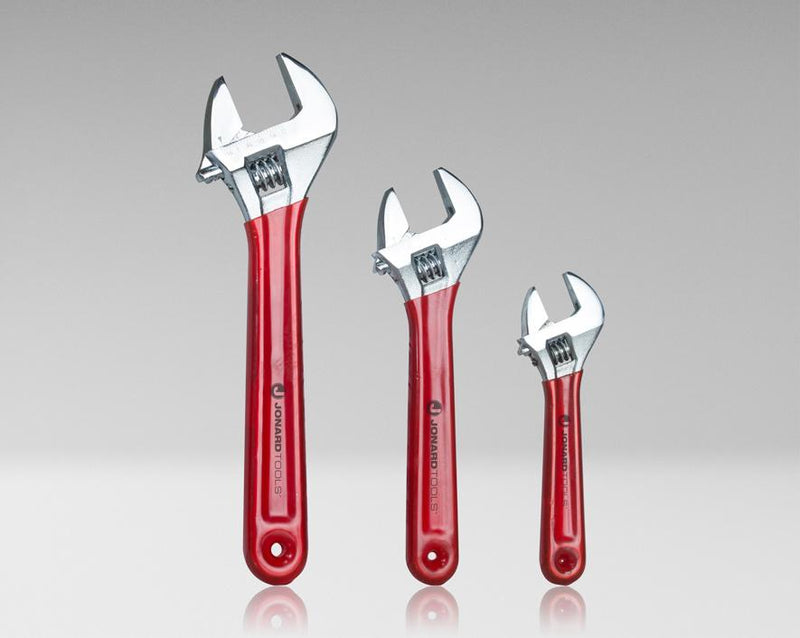 3 Piece Adjustable Wrench Set - 6", 8", 10" with Extra Wide Jaws