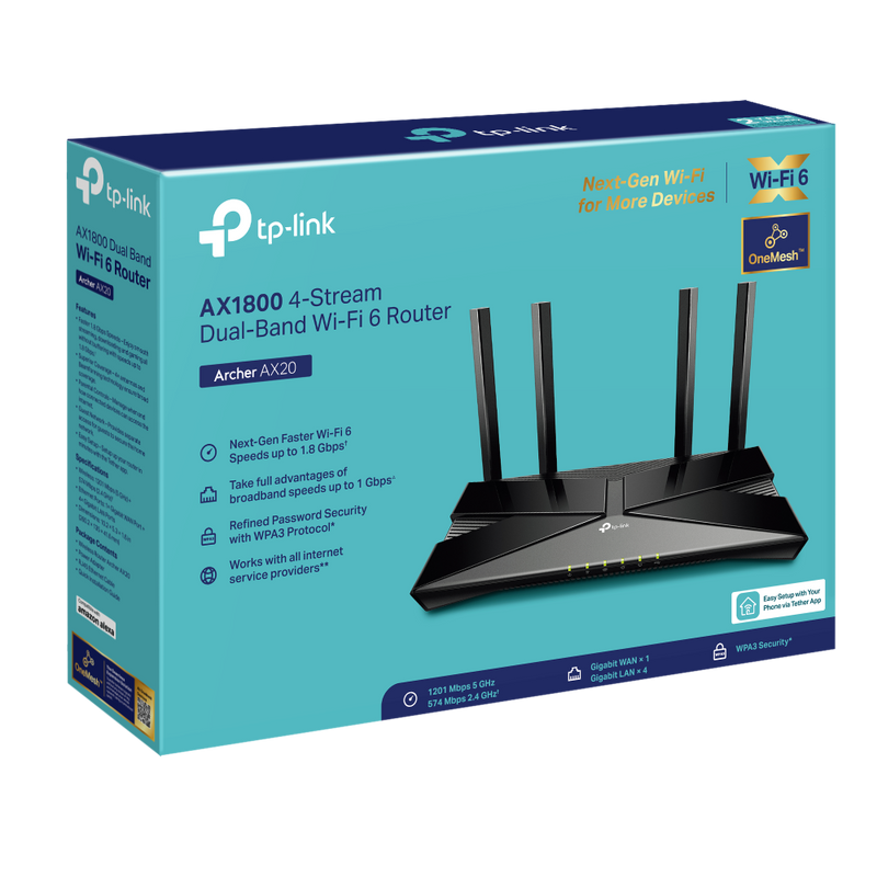 TP-Link Archer AX20 AX1800 Dual-Band Wi-Fi 6 Router