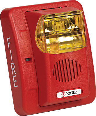 Potter CHS-24AR Wall Selectable Horn/Strobe, Amber Lens, Red