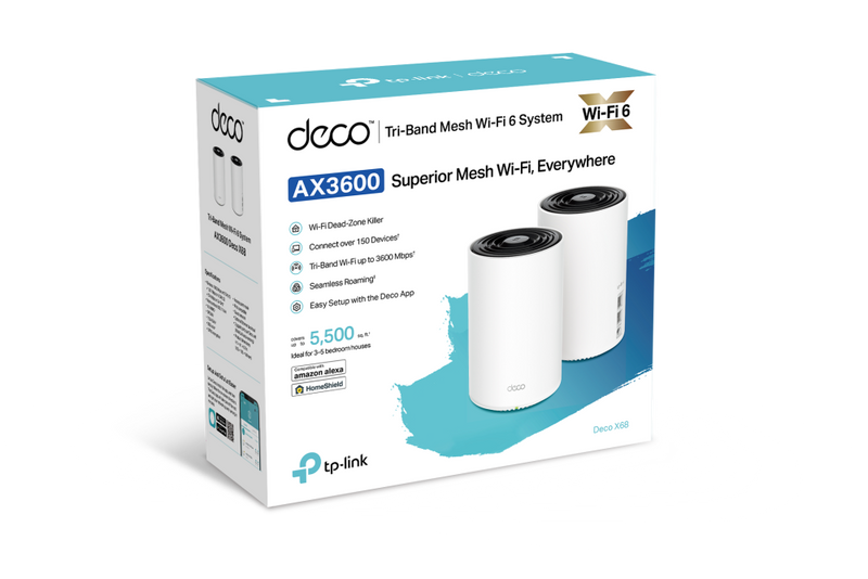 TP-Link Deco X68(2-pack) AX3600 Whole Home Mesh WiFi 6 System