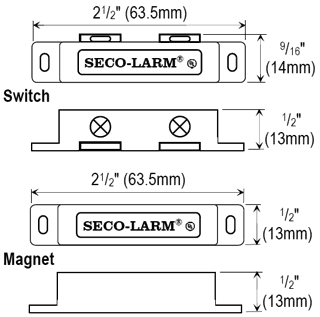 Seco-Larm SM-200Q/W Screw-Terminal Surface-Mount Magnetic Contact – White, 3/4″ (19mm) Gap, Closed loop, UL Listed, Pack of 10
