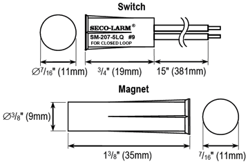 Seco-Larm SM-207-5LQ/W 3/8″ Concealed-Mount Magnetic Contact, Wide Gap, Stubby – White, 1″ (25mm) Gap, Closed loop, Pack of 10