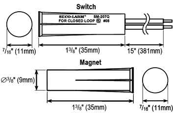 Seco-Larm SM-207Q/BR 3/8″ Concealed-Mount Magnetic Contact – Brown, 1″ (25mm) Gap, Closed loop, UL Listed, Pack of 10