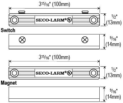 Seco-Larm SM-216Q/BR Surface-Mount Wide-Gap Magnetic Contact – Brown, 2-3/4″ (70mm) Gap, Closed loop, UL listed, Pack of 10
