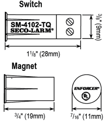 Seco-Larm SM-4102-TQ/W 3/8″ Quick-Connect Terminal Recessed-Mount Magnetic Contact – White, 1″ (25mm) Gap, Closed loop, UL Listed, Pack of 10