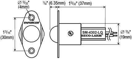 Seco-Larm SM-4302-LQ/W Rollerball-Type Recessed-Mount Magnetic Contact – White, 1/4″ (6mm) Gap, Closed loop, UL Listed, Pack of 10