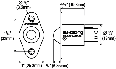 Seco-Larm SM-4303-TQ/W Rollerball-Type Quick-Connect Terminal Recessed-Mount Magnetic Contact – White, 1/4″ (6mm) Gap, Closed loop, Pack of 10