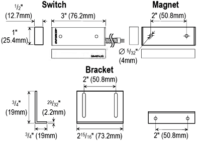 Seco-Larm SM-4601-L3Q Industrial Wide-Gap Magnetic Contact, 3″ (76mm) Gap, Open/Closed loop (3 Wires)