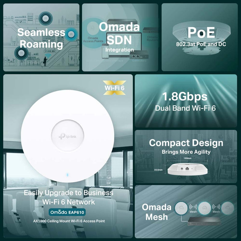 TP-Link EAP610_V2 AX1800 Ceiling Mount WiFi 6 Access Point