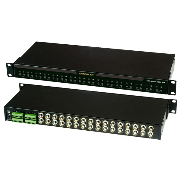 Seco-Larm EVT-AH16-VT2Q CCTV 1U Rack-Mount 16-Port Active Hub