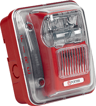 Potter HS-24PWR Wall Selectable Horn/Strobe, Plain, Red