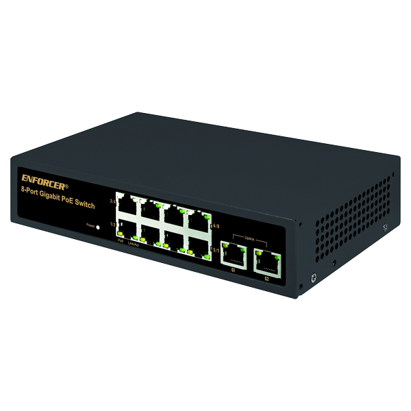 Seco-Larm NS-508UT-GAQ Unmanaged PoE Switch, 8-Port