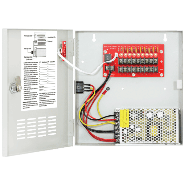 Seco-Larm PC-U0910-PULQ 12VDC Switching CCTV Power Supply, 9 Outputs, 10A total