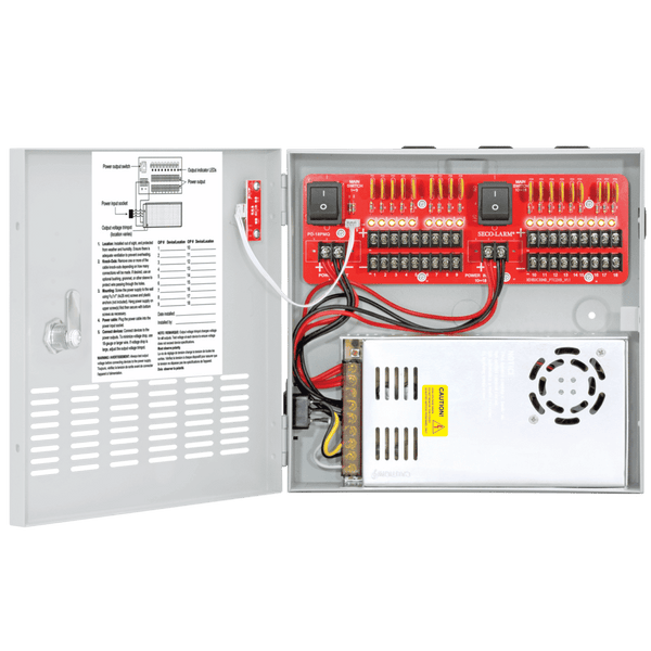 Seco-Larm PC-U1830-PULQ 12VDC Switching CCTV Power Supply, 18 Outputs, 30A total