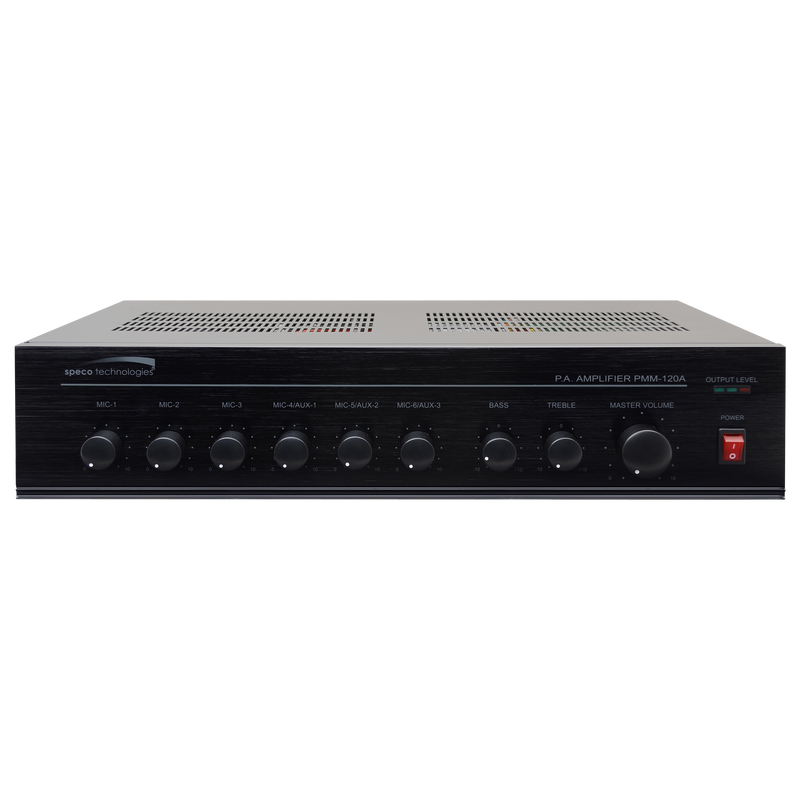 Speco PMM120A 120W PA Mixer Power Amplifier with 6 Inputs