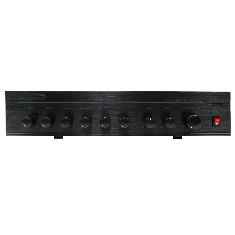 Speco PMM60A 60W PA Mixer Power Amplifier with 6 Inputs