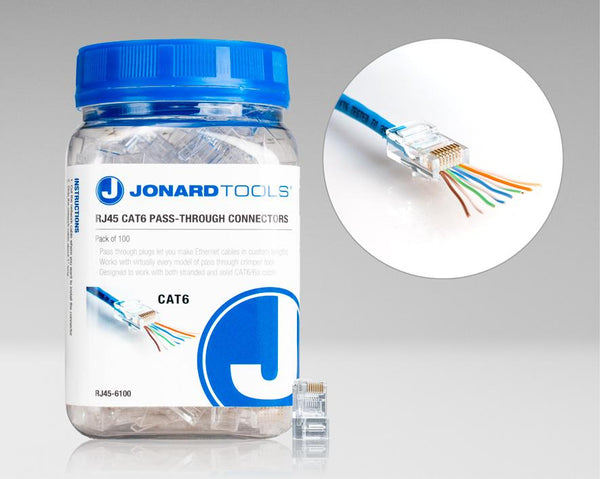 CAT6 RJ45 Pass-Through Connectors (Pack of 100)