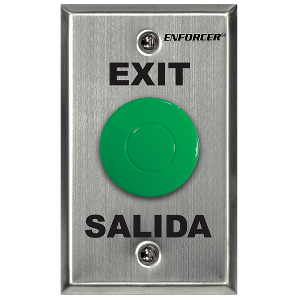 Seco-Larm SD-7201GAPT1Q RTE Single-Gang Plate w Green Mushroom Cap Push Button, “Exit” & Salida,” SPDT, Timer