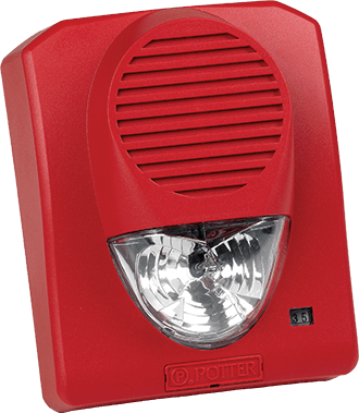 Potter SH-120R - 120VAC Weatherproof Selectable Candela Wall Mount Horn Strobe, Red