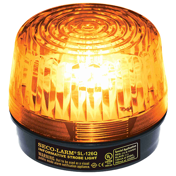 Seco-Larm SL-126Q/A Xenon Tube Strobe Light – Amber, 6~12VDC, UL Listed