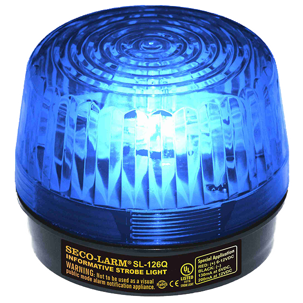 Seco-Larm SL-126Q/B Xenon Tube Strobe Light – Blue, 6~12VDC, UL Listed