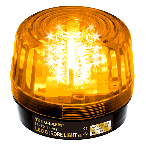 Seco-Larm SL-1301-BAQ/A LED Strobe Light – 32 LEDs, Adjustable Flash Speeds and Patterns, Amber