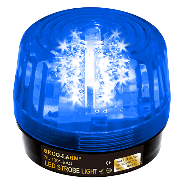 Seco-Larm SL-1301-BAQ/B LED Strobe Light – 32 LEDs, Adjustable Flash Speeds & Patterns, Blue