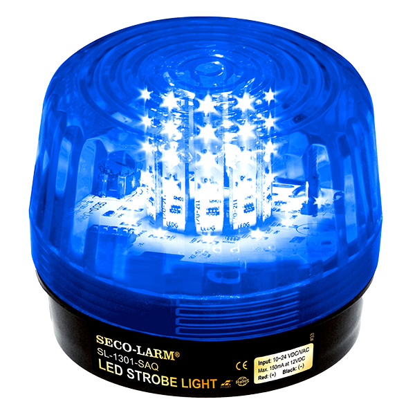 Seco-Larm SL-1301-SAQ/B LED Strobe Light, 54 LEDs, 100dB Siren, 9~24 VAC/VDC, Blue