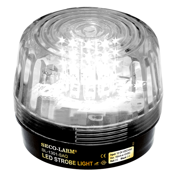 Seco-Larm SL-1301-SAQ/C LED Strobe Light, 54 LED, 100dB Siren, 9~24 VAC/VDC, Clear