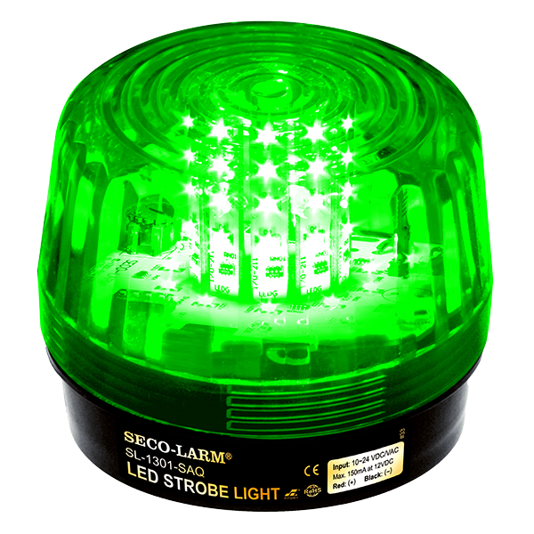 Seco-Larm SL-1301-SAQ/G LED Strobe Light, 54 LEDs, 100dB Siren, 9~24 VAC/VDC, Green