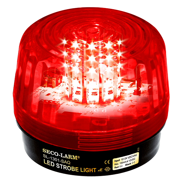 Seco-Larm SL-1301-SAQ/R LED Strobe Light, 54 LEDs, 100dB Siren, 9~24 VAC/VDC, Red