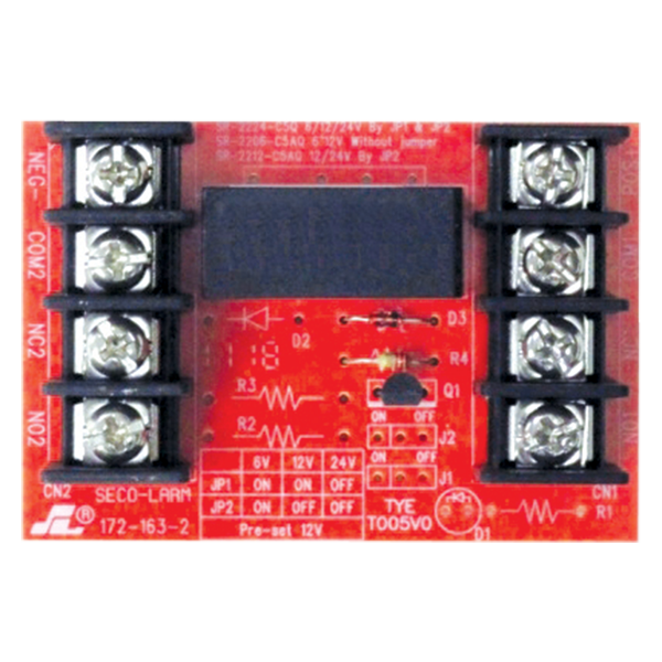 Seco-Larm SR-2206-C5AQ Relay Module, 6/12VDC Trigger Voltage, One 5A Form C DPDT Relay
