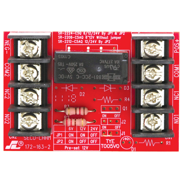 Seco-Larm SR-2212-C5AQ Relay Modules – 12/24VDC Trigger Voltage, One 5A Form C DPDT Relay