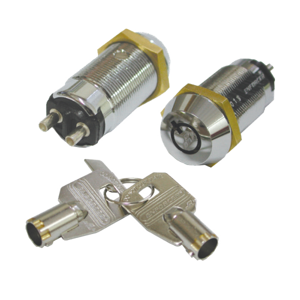 Seco-Larm SS-095-1H3 Tubular Key Lock Switch, Momentary ON / Shunt OFF, 2 Terminals, SPST, #1303, Pack of 5